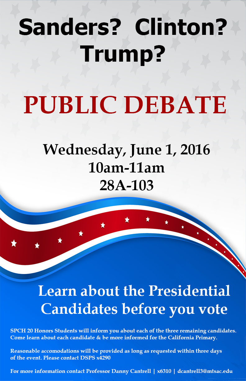 political debate - June 1 10-11am - 28A-103
